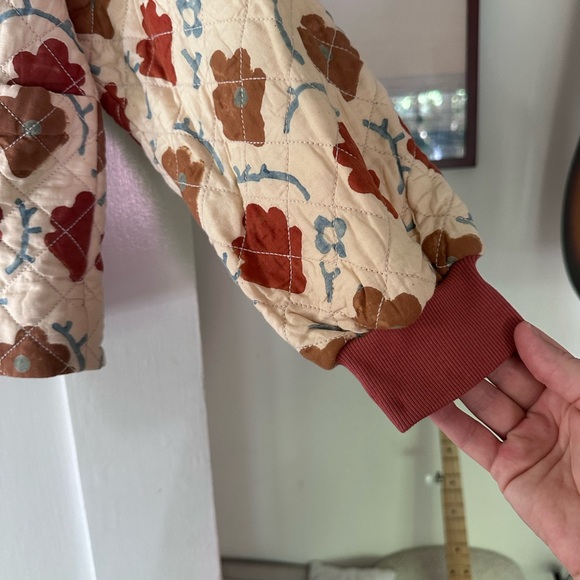 Christy Dawn Floral Quilted Bomber Jacket - Red, Brown, Cream - Picture 3 of 11